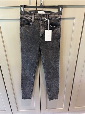 Frame Denim Women's Washed Black Skinny Jeans Size 24